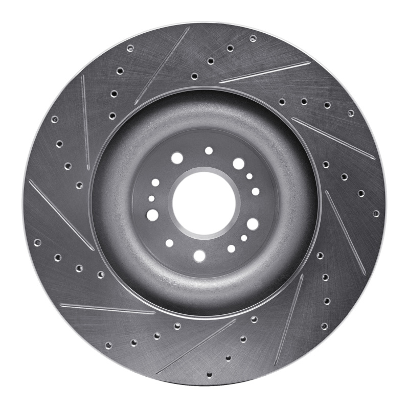 Genesis G90 Brake Rotor (1) - Front Right - R1 Concepts - Drilled & Slotted - Silver - `17-`22